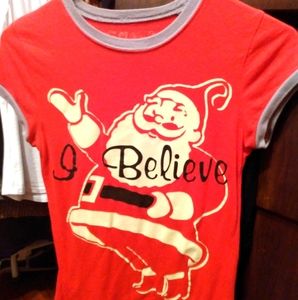 XMAS SALE  "I Believe" Santa holiday tee (also 5/$25)
